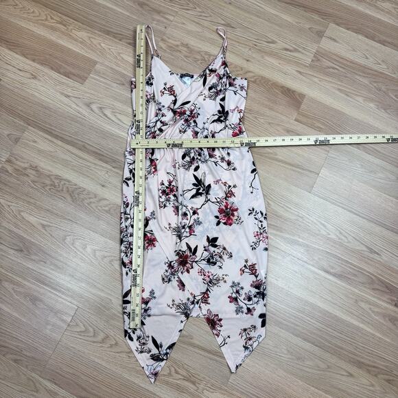 Women’s Powder Pink Floral Print Dress Spaghetti Strap Wrap Romantic Medium - Picture 5 of 5